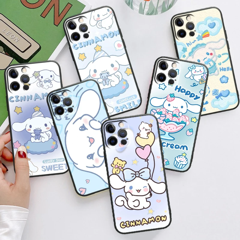 Sanrio Cinnamoroll Cute Art Для Apple iPhone 14 13 12 11 XS XR X 8 7 6 6S 5 SE Pro Max Plus Mini Черный Чехол Для Телефона